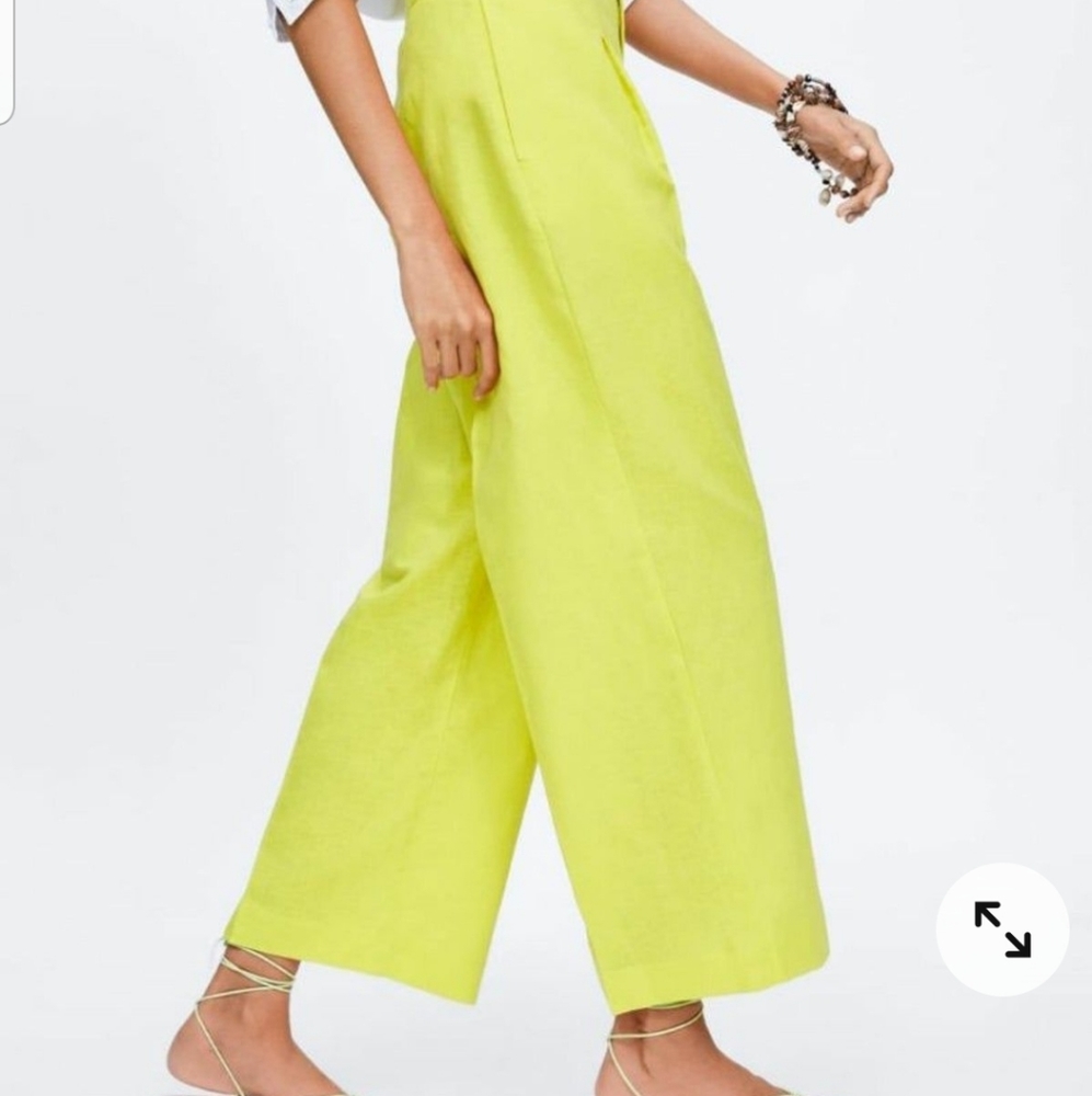Zara Yellow Neon Wide Leg Trousers & F21 Top NWT!